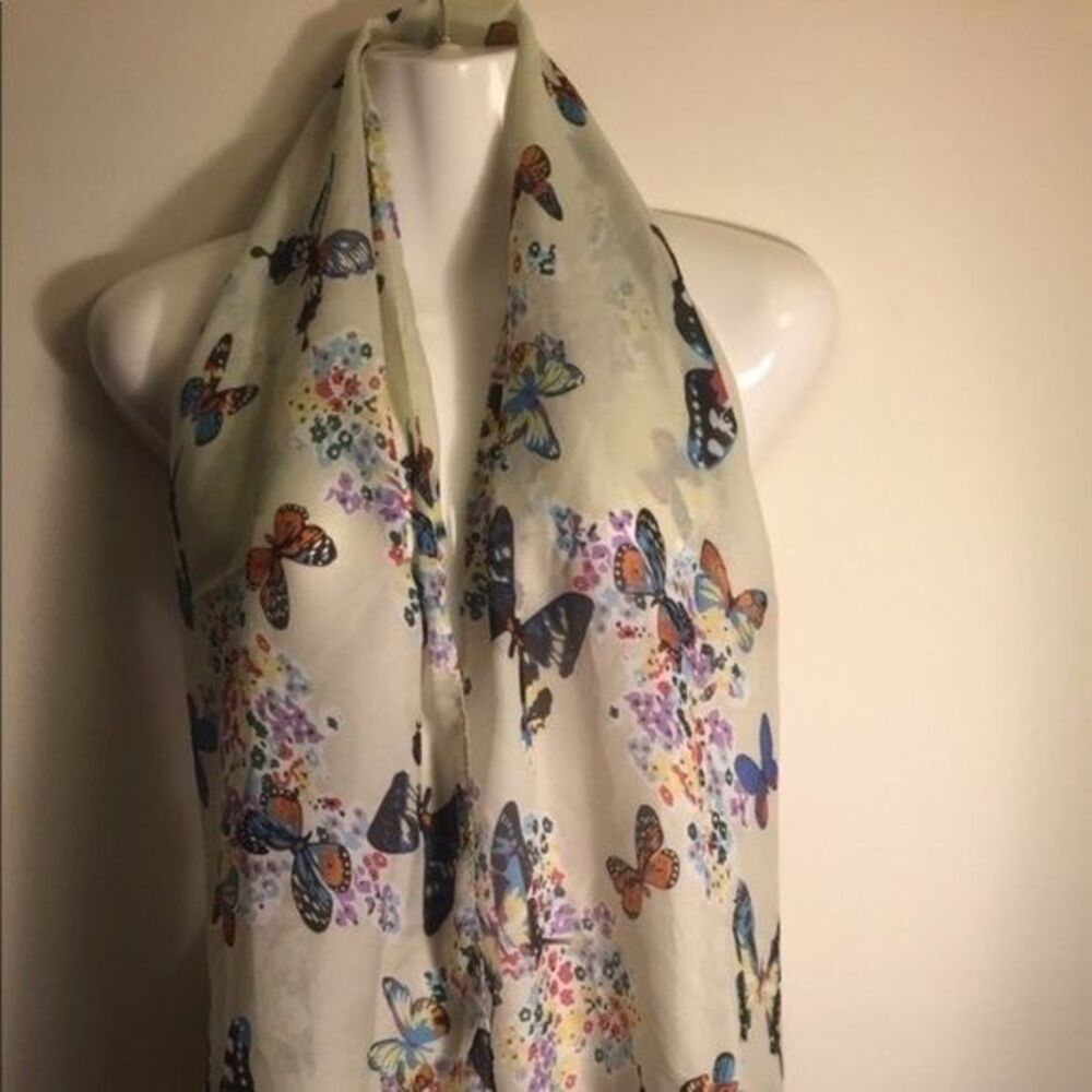 Sheer Beautiful Butterfly Fashion Scarf